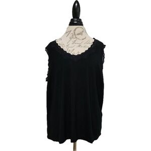 Vintage Y2K NY Collection Black Lace Trim Tank Top Size‎ 2X Dark Romantic